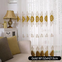 Load image into Gallery viewer, Luxury 3D Flocking Embroidery Sheer Curtains Living Room Bedroom Grommet Top Window Sheer Panel with Raised Velvet Floral Pattern Home Decor