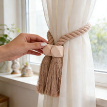 Load image into Gallery viewer, Rustic Wood Magnetic Curtain Tiebacks Strong Magnet Holder for Farmhouse Living Room Bedroom Window Decor Accessories