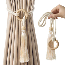 Load image into Gallery viewer, Light Luxury Curtain Tiebacks Hand Woven Tassel Rope Adjustable Holder for Living Room Bedroom Balcony Home Decor Window Accessory