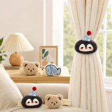 Load image into Gallery viewer, Cute Penguin & Fish Curtain Tieback Soft Fabric Curtain Holder for Bedroom Living Room Sheer Curtains Kawaii Home Decorative Accessory