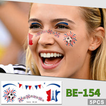 Load image into Gallery viewer, 5sheets Football Temporary Tattoos for Football Face Tattoo Stickers Disposable Soccer Sports Fans Waterproof Face Tattoo Party Favors