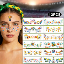 Load image into Gallery viewer, 12sheets Waterproof Football Temporary Tattoos for Football Facial Stickers Disposable Soccer Sports Fans Face Tattoo Party Sticker
