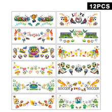 Load image into Gallery viewer, 12sheets Waterproof Football Temporary Tattoos for Football Facial Stickers Disposable Soccer Sports Fans Face Tattoo Party Sticker