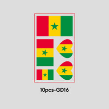 Load image into Gallery viewer, 10 Sheets National Flag Temporary Face Stickers for Football Soccer Sports Games Fans Party Win Goal Face Tattoo Stickers