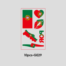 Load image into Gallery viewer, 10 Sheets Win Goal National Flag Temporary Face Stickers for Football Soccer Sports Games Fans Party Face Tattoo Stickers