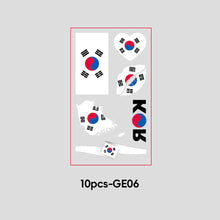 Load image into Gallery viewer, 10 Sheets Win Goal National Flag Temporary Face Stickers for Football Soccer Sports Games Fans Party Face Tattoo Stickers