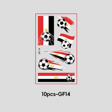 Load image into Gallery viewer, 10 Sheets Win Goal National Flag Temporary Face Stickers for Soccer Football Sports Games Fans Party Face Makeup Tattoo Stickers
