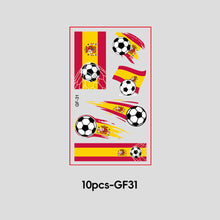 Load image into Gallery viewer, 10 Sheets Win Goal National Flag Temporary Face Stickers for Soccer Football Sports Games Fans Party Face Makeup Tattoo Stickers