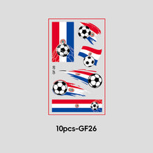 Load image into Gallery viewer, 10 Sheets Win Goal National Flag Temporary Face Stickers for Soccer Football Sports Games Fans Party Face Makeup Tattoo Stickers