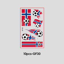 Load image into Gallery viewer, 10 Sheets Win Goal National Flag Temporary Face Stickers for Soccer Football Sports Games Fans Party Face Makeup Tattoo Stickers