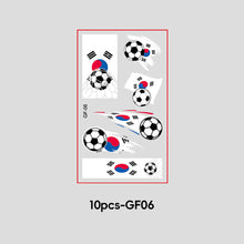 Load image into Gallery viewer, 10 Sheets Win Goal National Flag Temporary Face Stickers for Soccer Football Sports Games Fans Party Face Makeup Tattoo Stickers