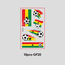 Load image into Gallery viewer, 10 Sheets Win Goal National Flag Temporary Face Stickers for Soccer Football Sports Games Fans Party Face Makeup Tattoo Stickers