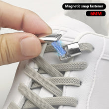 Load image into Gallery viewer, 8mm Metal Magnetic Shoelaces Without Ties Flat Elastic Lazy Laces Sneakers Boots No Tie Shoelace Rubber Bands for Shoes Accessories