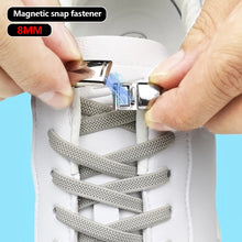 Load image into Gallery viewer, 8mm Metal Magnetic Shoelaces Without Ties Flat Elastic Lazy Laces Sneakers Boots No Tie Shoelace Rubber Bands for Shoes Accessories