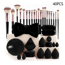 Load image into Gallery viewer, 33/40/42Pcs Makeup Brushes and Sponges Set Brown Makeup Puff Beauty Egg Headband Wristband Remover Kit Makeup Tool Gift