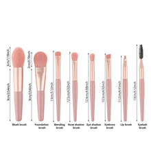Load image into Gallery viewer, 8Pcs Mini Travel Makeup Brushes Set Portable Soft Bristles Foundation Blush Eyeshadow Blending Brush Kit with Pouch for Beginner