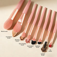 Load image into Gallery viewer, 8Pcs Mini Travel Makeup Brushes Set Portable Soft Bristles Foundation Blush Eyeshadow Blending Brush Kit with Pouch for Beginner