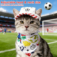 Load image into Gallery viewer, Football Print Dog Triangle Scarf Cap Set Pet Bib for Small Medium Large Dogs Sports Pet Accessory for Puppy Cat Daily Wear & Game Day