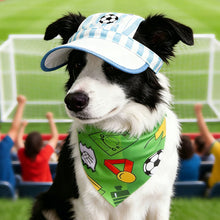 Load image into Gallery viewer, Football Print Dog Triangle Scarf Cap Set Pet Bib for Small Medium Large Dogs Sports Pet Accessory for Puppy Cat Daily Wear & Game Day