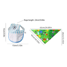 Load image into Gallery viewer, Football Print Dog Triangle Scarf Cap Set Pet Bib for Small Medium Large Dogs Sports Pet Accessory for Puppy Cat Daily Wear & Game Day