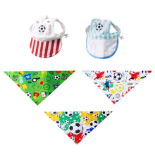 Load image into Gallery viewer, Football Print Dog Triangle Scarf Cap Set Pet Bib for Small Medium Large Dogs Sports Pet Accessory for Puppy Cat Daily Wear & Game Day