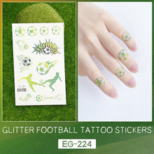 Load image into Gallery viewer, Glitter Temporary Tattoo Stickers Football Soccer Ball Bling-Bling Face Stickers for Soccer Fans Parties Football Sports Sticker