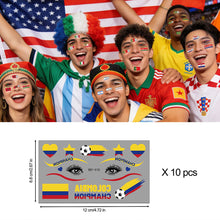 Load image into Gallery viewer, Football Game National Flag Facial Tattoo Stickers Soccer Sports Competition Party Temporary Tattoos for Men Women Face Stickers