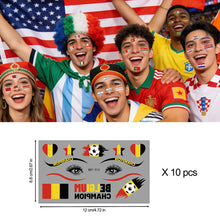 Load image into Gallery viewer, Football Game National Flag Facial Tattoo Stickers Soccer Sports Competition Party Temporary Tattoos for Men Women Face Stickers