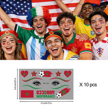 Load image into Gallery viewer, Football Game National Flag Facial Tattoo Stickers Soccer Sports Competition Party Temporary Tattoos for Men Women Face Stickers