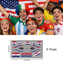 Load image into Gallery viewer, Football Game National Flag Facial Tattoo Stickers Soccer Sports Competition Party Temporary Tattoos for Men Women Face Stickers