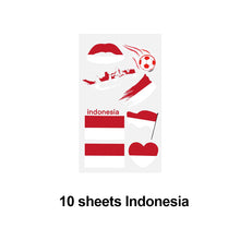Load image into Gallery viewer, 10 Sheets Flag Disposable Temporary Tattoo Stickers Football Waterproof Lip & Face Tattoo Stickers Suitable for Adults Children