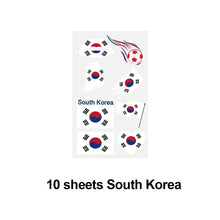 Load image into Gallery viewer, 10 Sheets Flag Disposable Temporary Tattoo Stickers Football Waterproof Lip & Face Tattoo Stickers Suitable for Adults Children