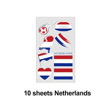 Load image into Gallery viewer, 10 Sheets Flag Disposable Temporary Tattoo Stickers Football Waterproof Lip & Face Tattoo Stickers Suitable for Adults Children