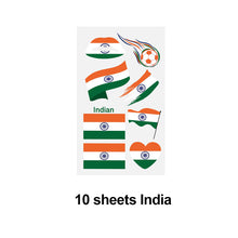 Load image into Gallery viewer, 10 Sheets Flag Disposable Temporary Tattoo Stickers Football Waterproof Lip & Face Tattoo Stickers Suitable for Adults Children