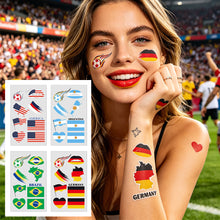 Load image into Gallery viewer, 10 Sheets Flag Disposable Temporary Tattoo Stickers Football Waterproof Lip & Face Tattoo Stickers Suitable for Adults Children