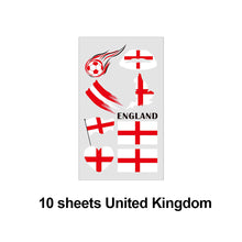 Load image into Gallery viewer, 10 Sheets Flag Disposable Temporary Tattoo Stickers Football Waterproof Lip & Face Tattoo Stickers Suitable for Adults Children