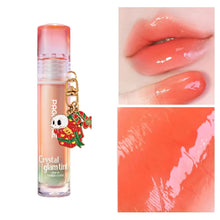 Load image into Gallery viewer, Crystal Lip Oil Hydrating Lip Oil Long-lasting Moisturizing Shimmering Mirror Liquid Water Lip Glaze with Cute Charm Keychain