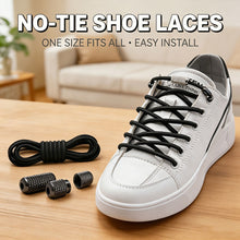 Load image into Gallery viewer, 1Pair Round Elastic Buckle Shoelaces Metal Buckle Quick Wear Lazy Shoelaces For Sneakers Canvas Shoes