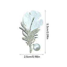 Load image into Gallery viewer, Imitation Crystal Pearl Feather Brooch Elegant Rhinestone Lapel Pin For Women Wedding Party Clothing Decoration Gifts