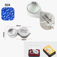 Load image into Gallery viewer, 10-30X Foldable Metal Magnifying Glass Portable Pocket Loupe Multi-purpose Jewelry Antique Reading Magnifier