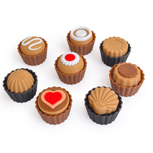 Load image into Gallery viewer, 3D Printed Cute Dessert Clicker Stress Relief Toy Heart Mousse Chocolate Button Keychain Pendant Relief Toy