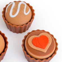 Load image into Gallery viewer, 3D Printed Cute Dessert Clicker Stress Relief Toy Heart Mousse Chocolate Button Keychain Pendant Relief Toy