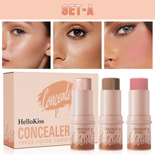 Load image into Gallery viewer, 3pcs/set Contour Sticks Highlighter Stick Blush Stick Cream Contour Including Contour Brush Creates Facial Contours Makeup Cosmetic