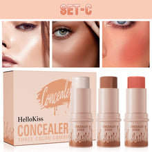 Load image into Gallery viewer, 3pcs/set Contour Sticks Highlighter Stick Blush Stick Cream Contour Including Contour Brush Creates Facial Contours Makeup Cosmetic