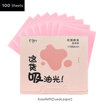Load image into Gallery viewer, 100Pcs Facial Oil-Blotting Paper with Mirror & Puff for Makeup Setting Portable Oil-Control Oil-absorbing Wood Pulp Paper