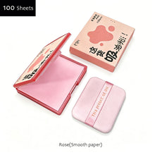 Load image into Gallery viewer, 100Pcs Facial Oil-Blotting Paper with Mirror & Puff for Makeup Setting Portable Oil-Control Oil-absorbing Wood Pulp Paper