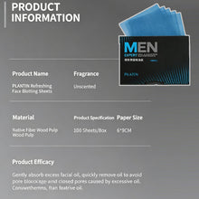 Load image into Gallery viewer, 100 Sheets Face Oil Absorbing Paper Summer Oil Control Wipes For Men Absorbing Sheet Oily Paper Face Cleansing Face Oil Blotting