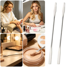 Load image into Gallery viewer, Stainless Steel Foundation Mixing Stick Double-Ended Makeup Color Blending Tool for Liquid Foundation & Concealer Nail Art Pigment Stirring Rod Cosmetic Spatula for Home & Salon