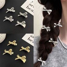 Load image into Gallery viewer, 1/2/4Pcs Elegant Cute Golden Silver Bow Hairpins Mini Fashion Hair Clip Women Daily Hair Decor Ornaments