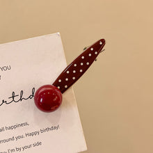 Load image into Gallery viewer, Retro Red Polka Hair Clips Dot Bangs Clips Minimalist Broken Hair Duckbill Clips Temperament Hair Ornaments